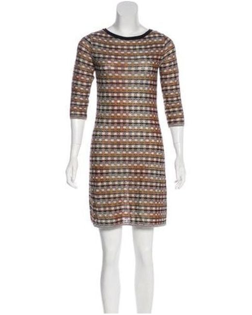 Lyst M Missoni Patterned Sweater Dress In Brown M Missoni Brown Patterned Sweater Dress Lyst