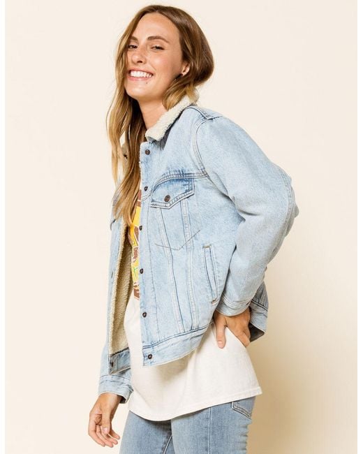 Levi's Leather Ex-boyfriend Sherpa Light Wash Womens Trucker Jacket in ...