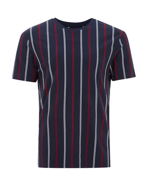 Lyst - Topman Navy Slim Vertical Stripe T-shirt in Blue for Men