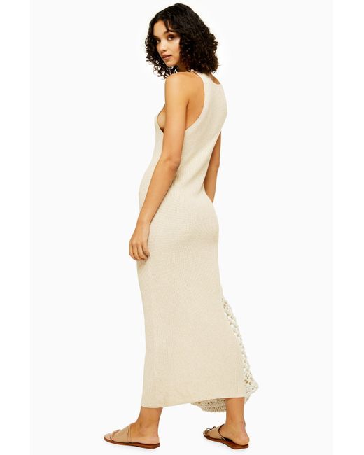 Knitted Natural Yarn Dress With Linen in Natural Lyst