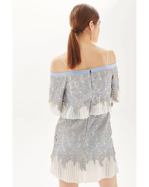 Buy TOPSHOP Leaf Pleat Bardot Dress | ZALORA HK