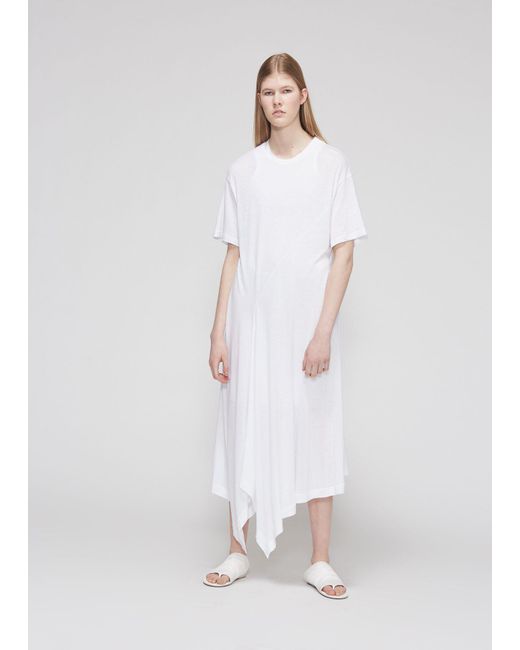 White Asymmetrical Hem Dress