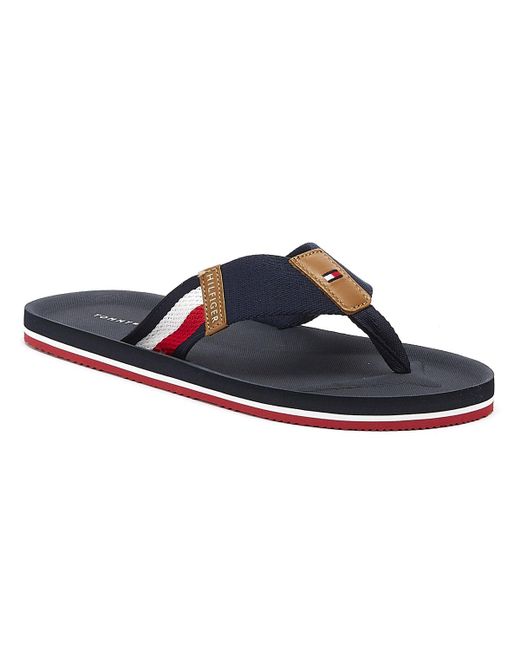 Tommy Hilfiger Corporate Stripe Mens Midnight Sandals in Blue for Men - Lyst