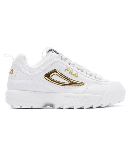 white and gold fila shoes