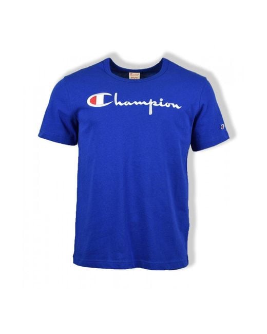 Champion Bright Blue Script Crew-neck T-shirt in Blue for Men - Lyst