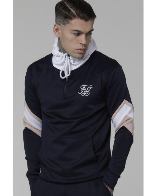 SIKSILK 1/4 Zip Sprint Overhead Hoodie in Black for Men - Lyst