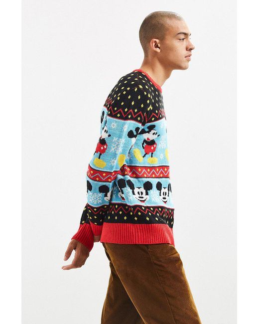 Urban outfitters Mickey Mouse Fair Isle Sweater in Blue for Men | Lyst
