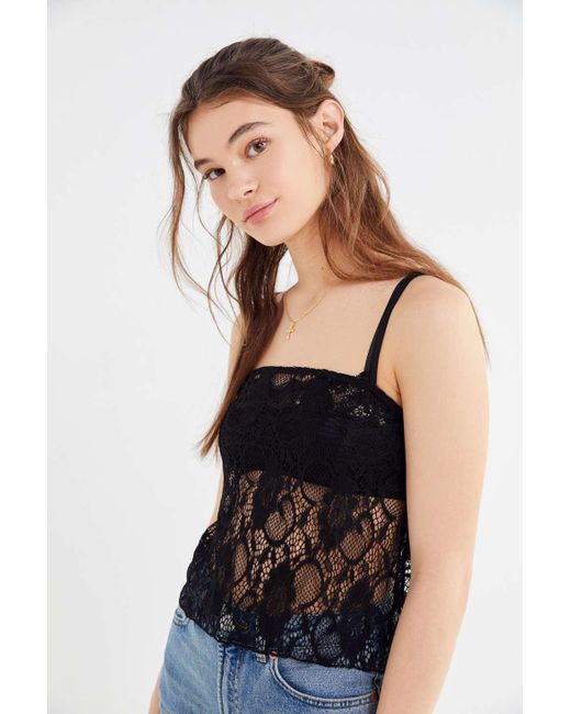 Out From Under Sheer Lace Cami In Black Lyst