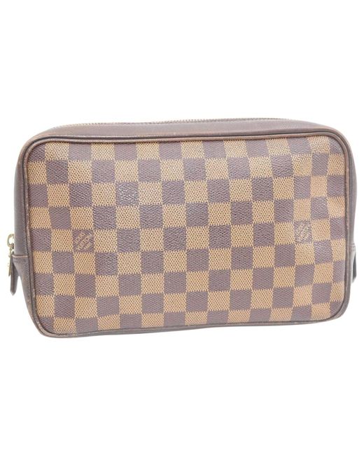 Louis Vuitton Vintage Brown Cloth Clutch Bag in Brown - Lyst