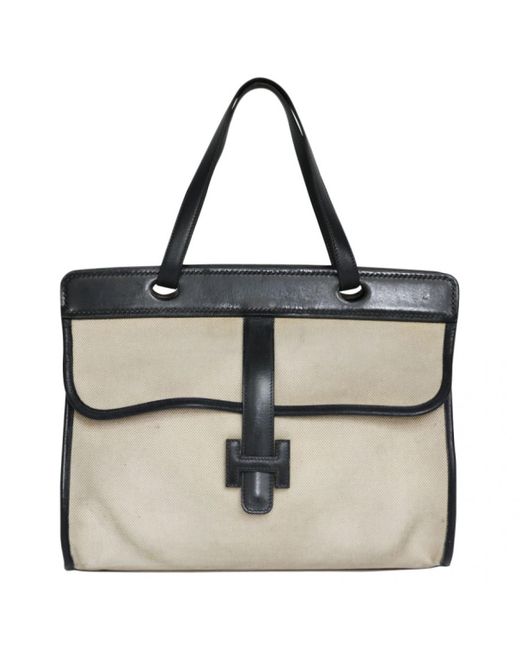 Hermès Pre-owned Canvas Shopping Bag in Natural | Lyst