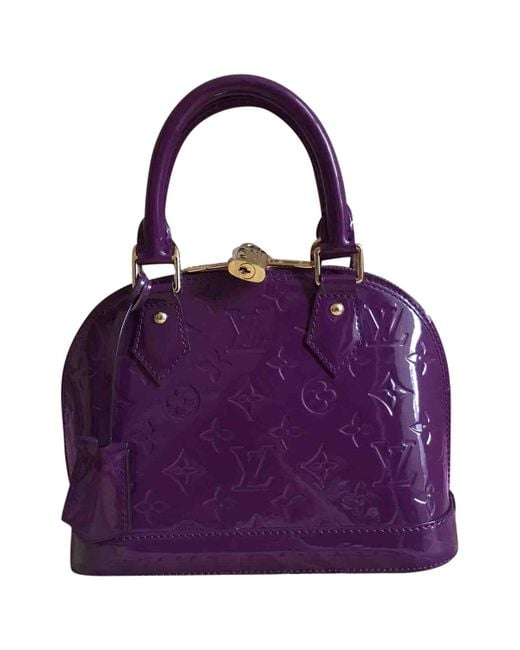 Lyst - Louis Vuitton Alma Bb Purple Patent Leather Handbag in Purple