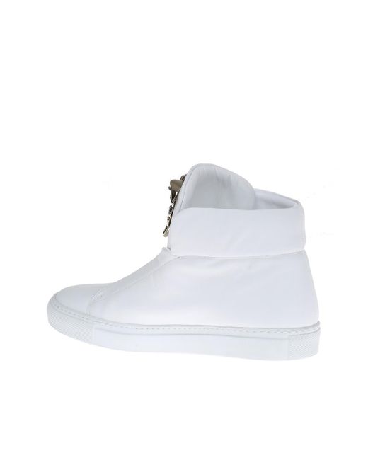 Lyst - Versace Leather High-top Sneakers in White