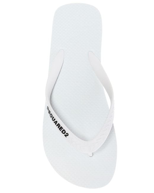 Lyst - DsquaredÂ² Logo Rubber Flip Flops in White for Men - Save 1.0%