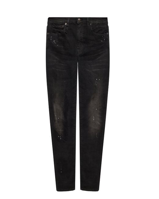 mens black jeans with paint splatter