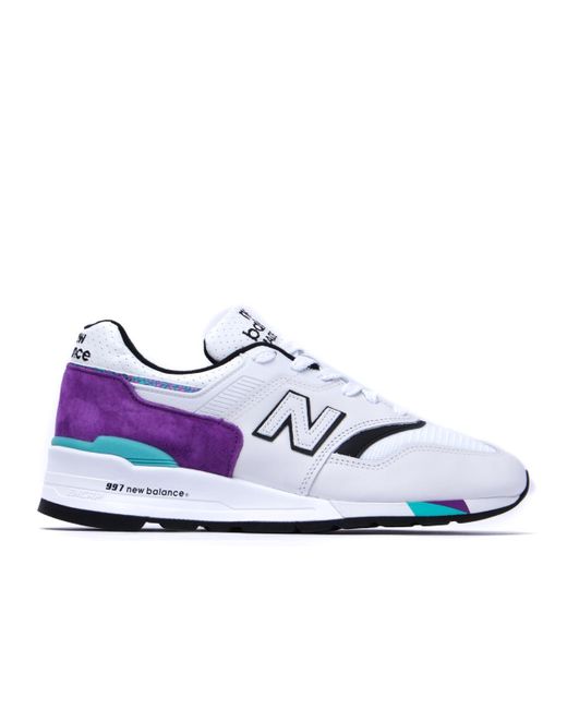 New Balance 997 Made In The Usa White & Purple Trainers in White for Men - Lyst
