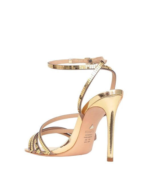 Schutz Leather Sandals in Gold (Metallic) - Lyst