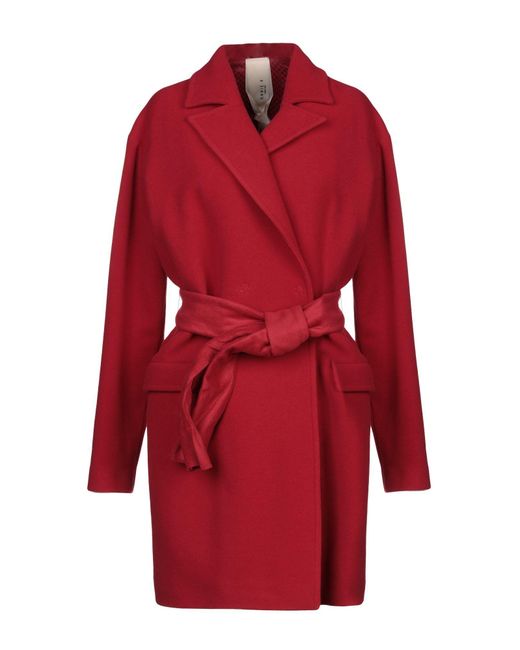 Annie P Wool Coat in Red - Save 10% - Lyst