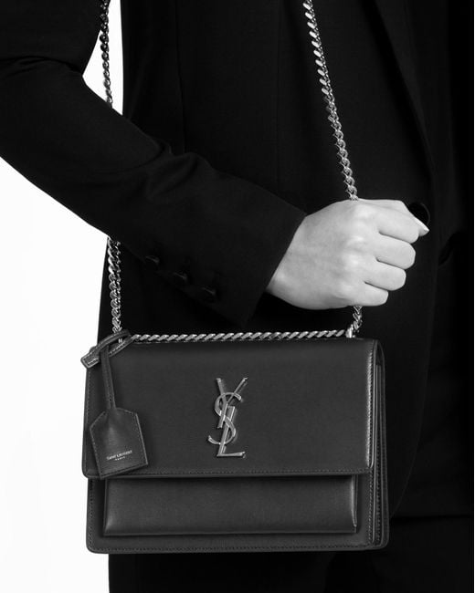 ysl sunset bag black on black