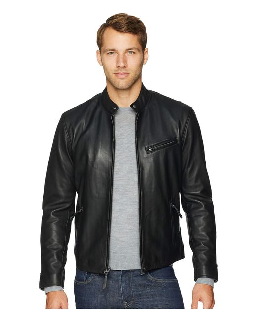Lyst - Polo Ralph Lauren Cafe Racer Leather Jacket (old Amber) Men's ...