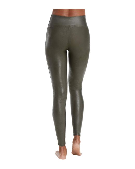 spanx green leather leggings