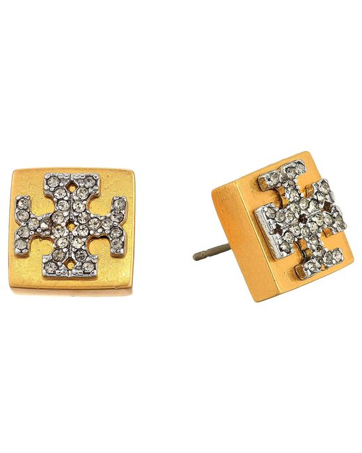 Lyst Tory Burch Block T Crystal Stud Earrings Vintage Gold Black Tory Burch Metallic Block T Crystal Stud Earrings Vintage Gold Black Diamond
