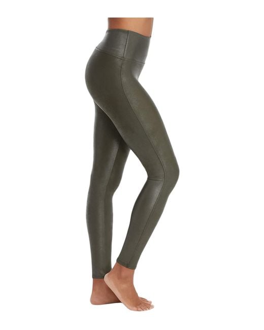 spanx green leather leggings