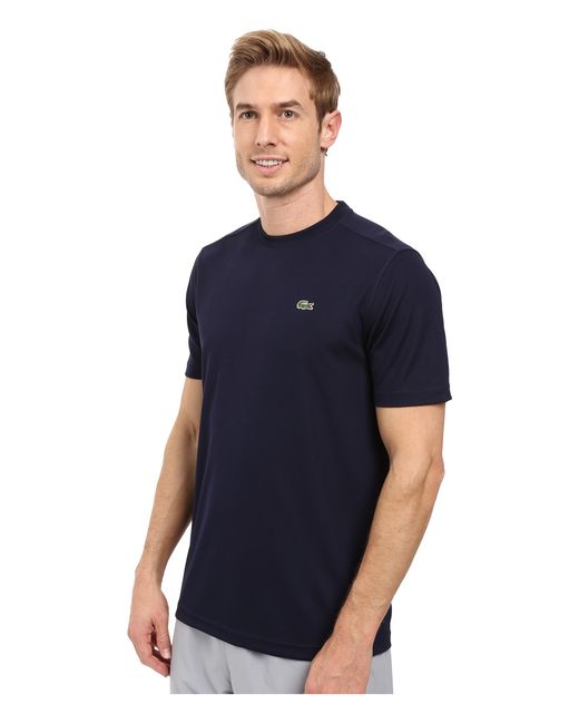 Lacoste Sport Short Sleeve Solid Ultra Dry Tee Shirt in Blue for Men | Lyst
