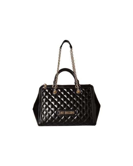 Lyst Love Moschino Shiny Quilted Handbag With Chain Strap Red Love Moschino Black Shiny Quilted Handbag With Chain Strap Red Shoulder Handbags