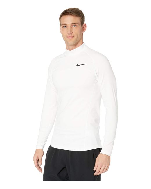 Download Lyst - Nike Pro Therma Top Long Sleeve Mock (white/white ...