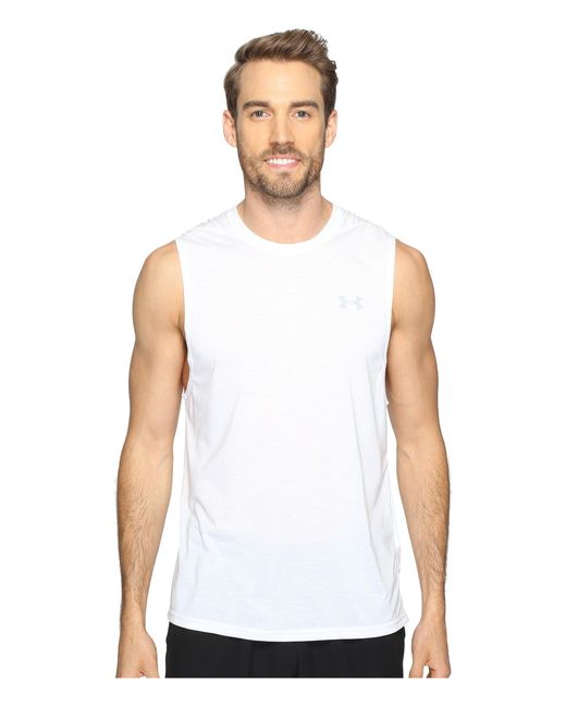 Under armour Ua Threadborne Muscle Tank Top in White for Men | Lyst