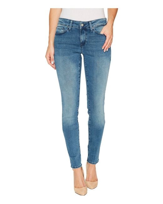 Lyst - Mavi jeans Adriana Mid-rise Super Skinny In Light Foggy Blue ...