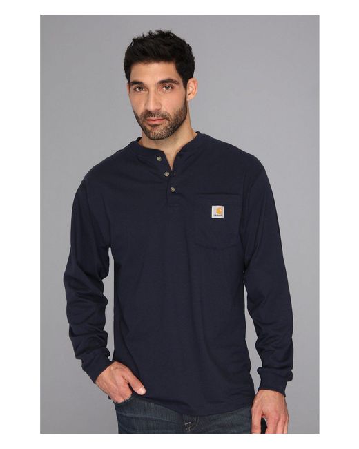 Lyst - Carhartt Workwear Pocket L/s Henley (black) Men's Long Sleeve ...