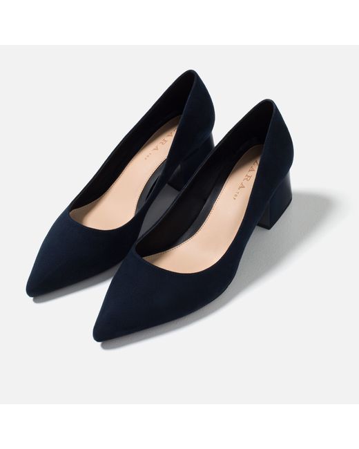 shoes heel high zara pointed Heel Zara  in  Medium Shoes Blue Pointed Lyst