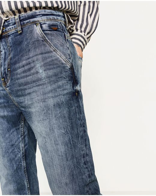 Zara Cropped Carrot Jeans in Blue for Men | Lyst