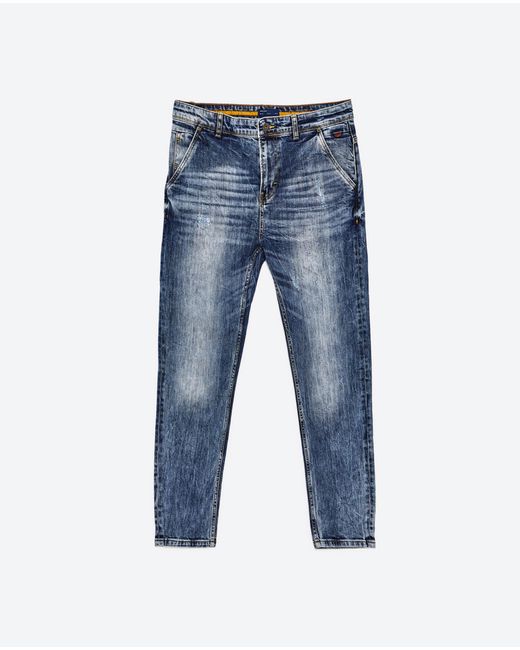 Zara Cropped Carrot Jeans in Blue for Men Lyst