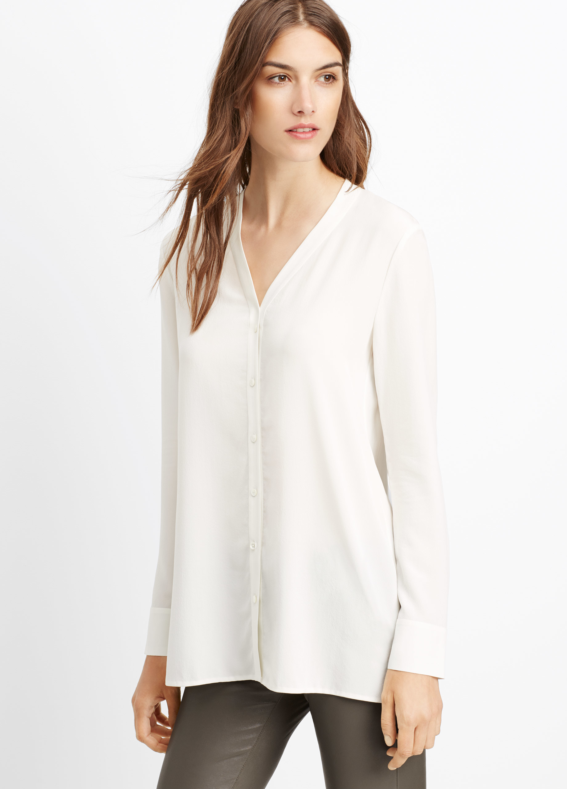 silk button up women