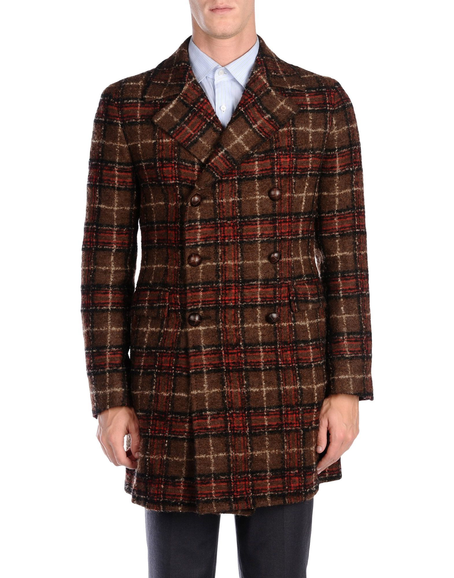 Lyst - Tagliatore Checked Coat in Brown for Men