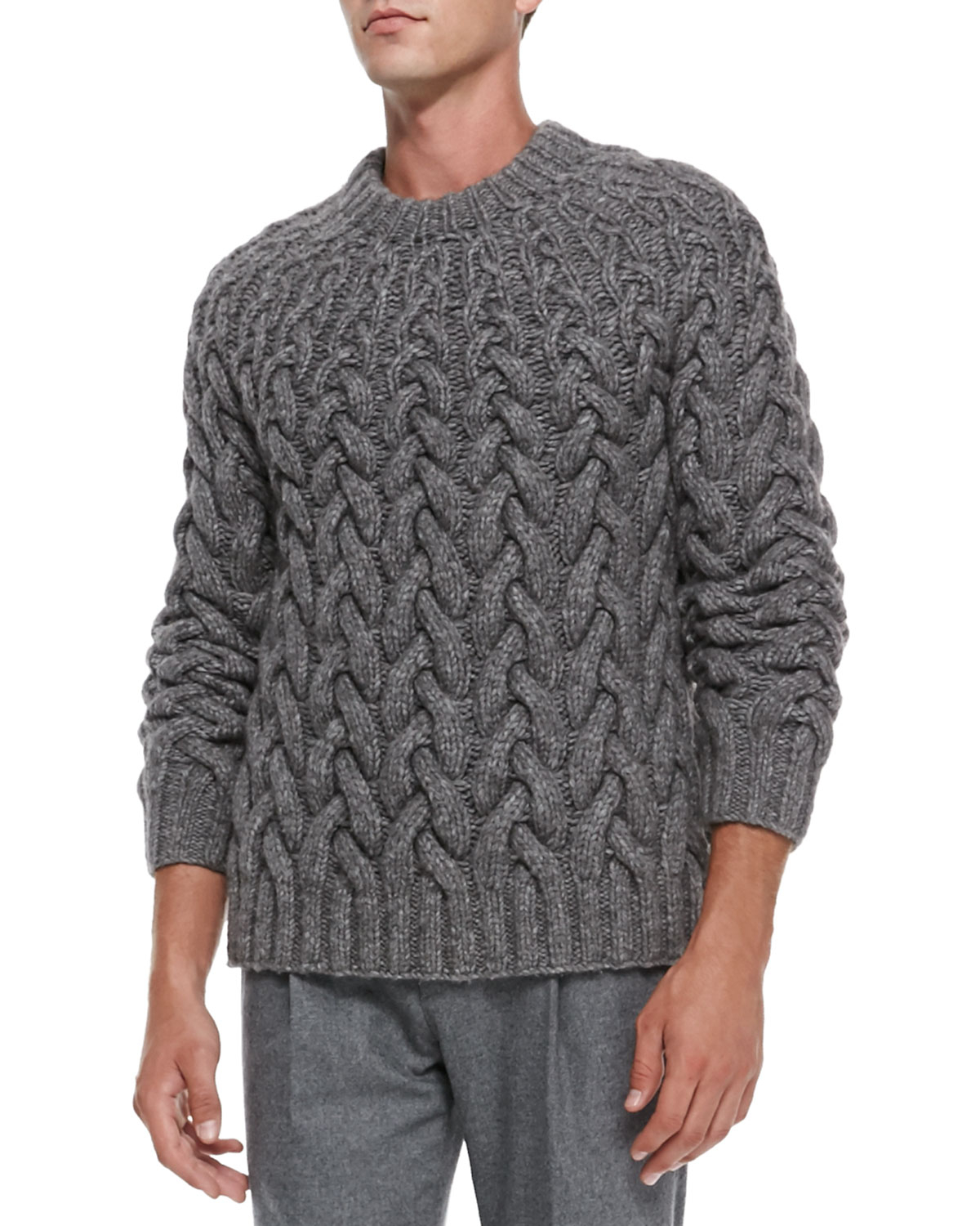 Lyst - Michael Kors Chunky Cable-Knit Sweater in Gray for Men