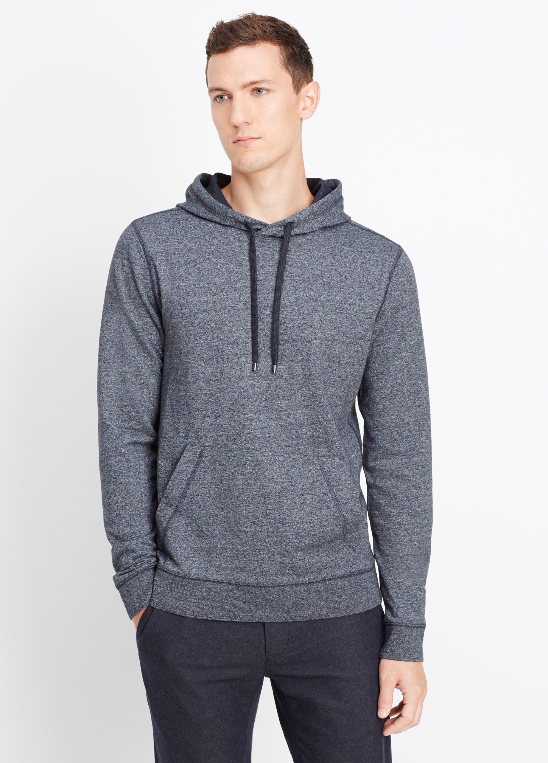 Lyst - Vince French Terry Pullover Hoodie in Blue for Men