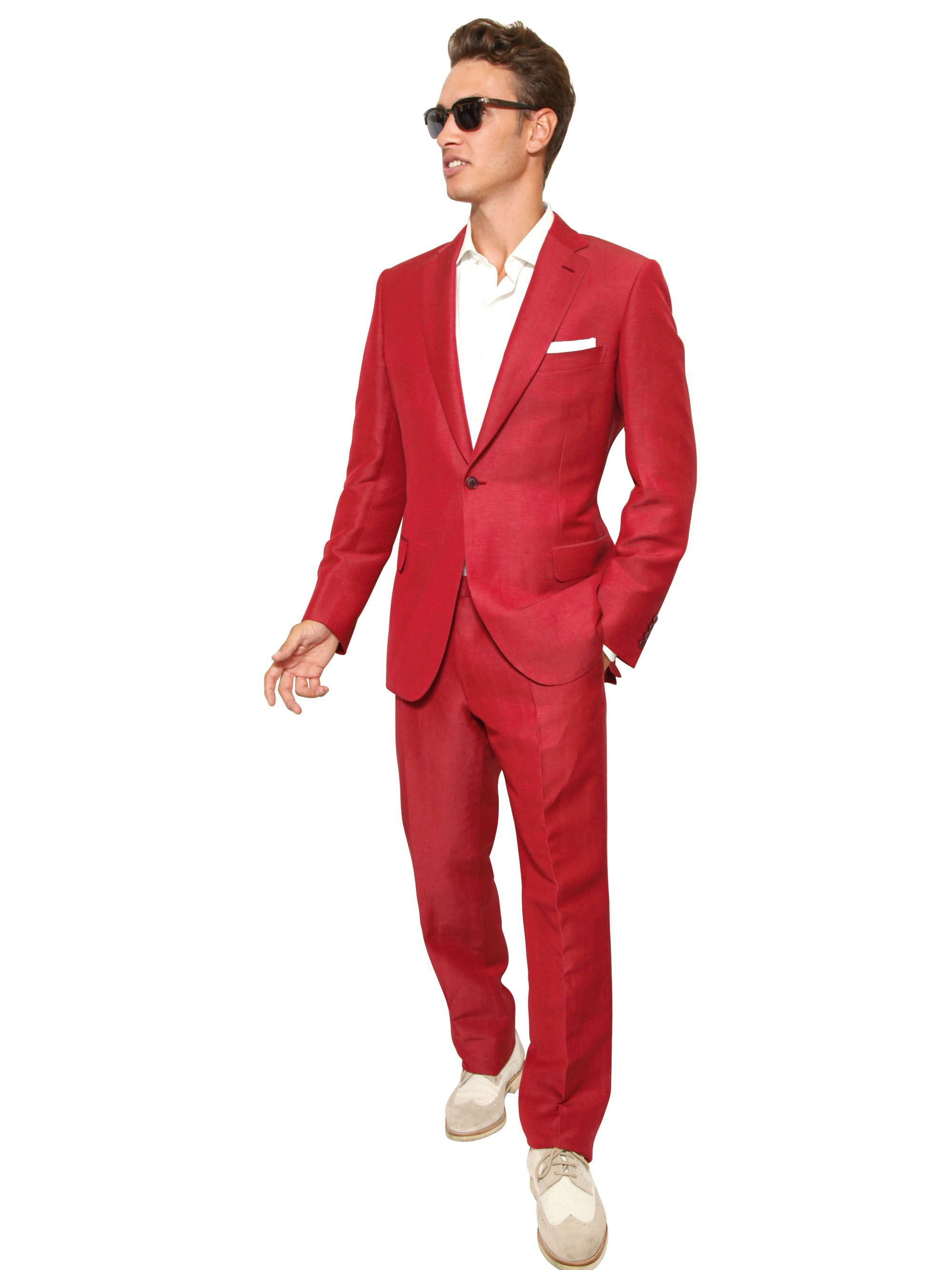 Brioni Linen and Silk Blend Slim Fit Suit in Red for Men | Lyst