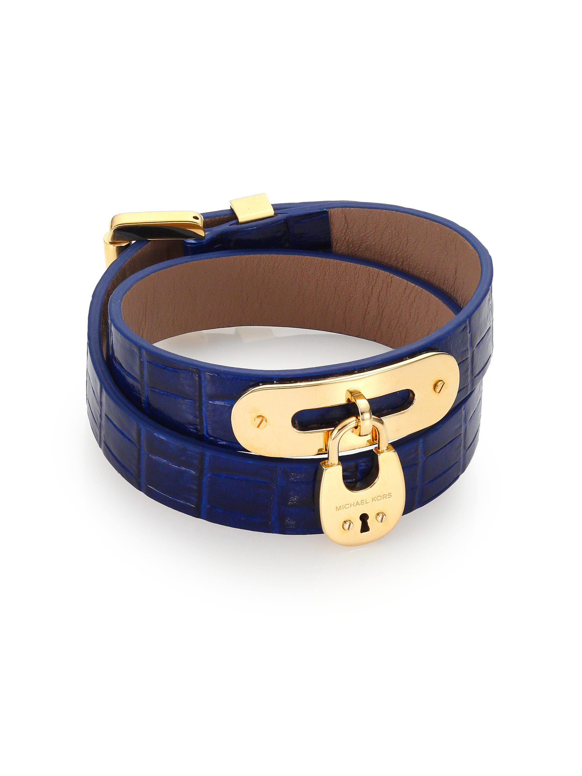 Lyst Michael Kors Cityscape Hardware Padlock Crocodile Embossed Gallery