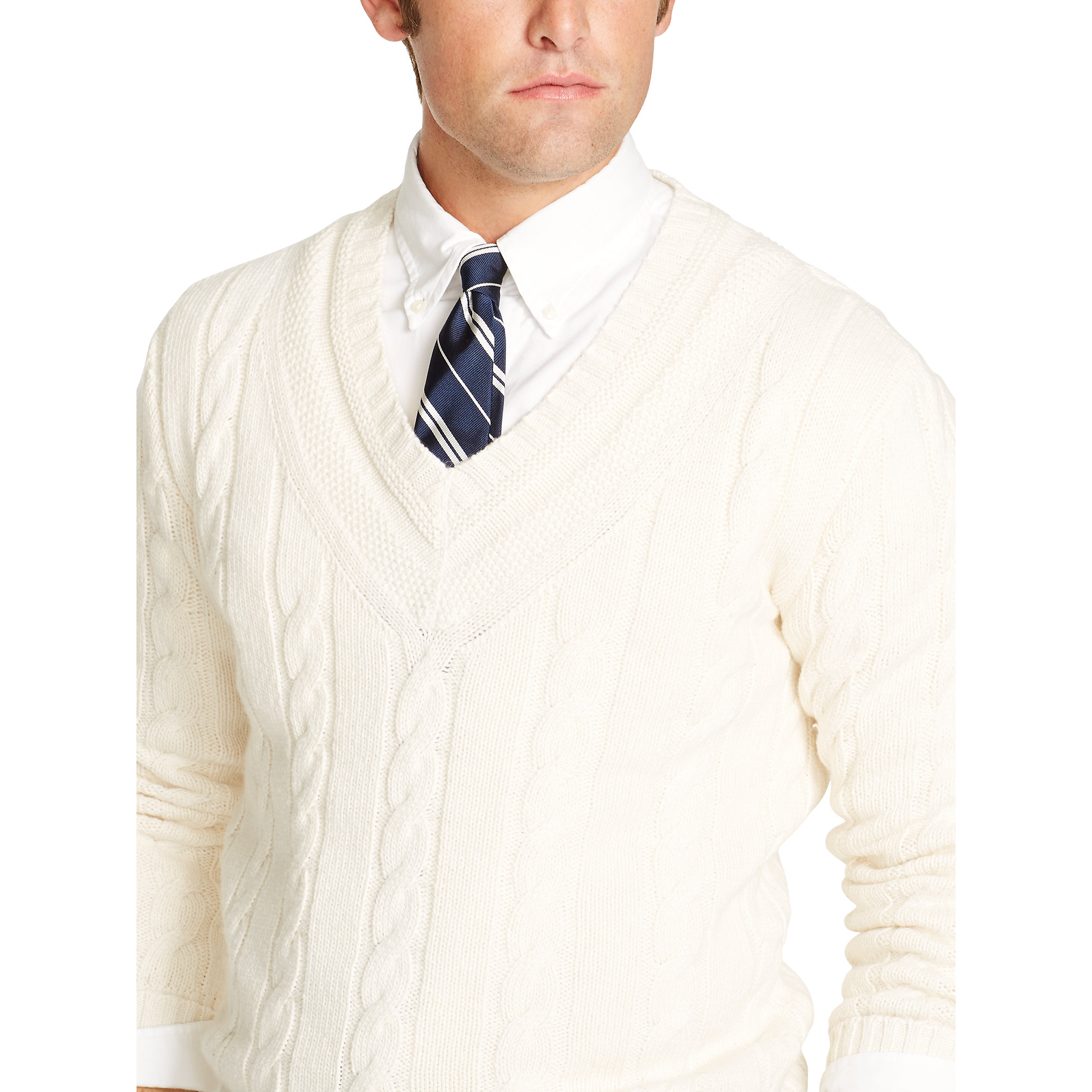 Polo ralph lauren Cotton-blend Cricket Sweater in Natural for Men | Lyst