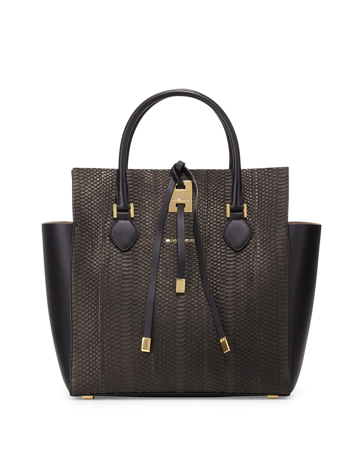 Lyst   Michael Kors Miranda Snake Tote In Brown