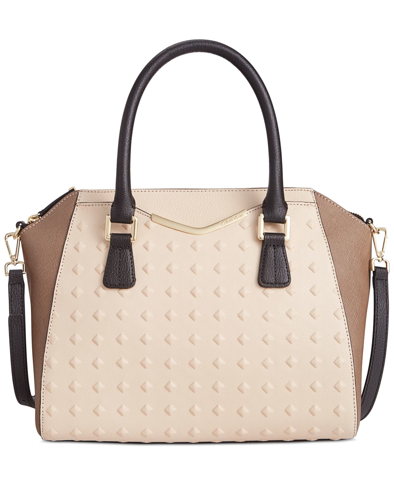 Lyst Calvin Klein Saffiano Satchel In Natural Gallery