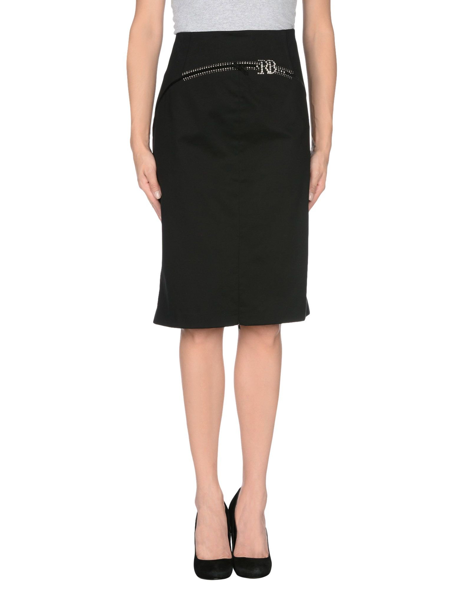 Roccobarocco Knee Length Skirt in Black | Lyst