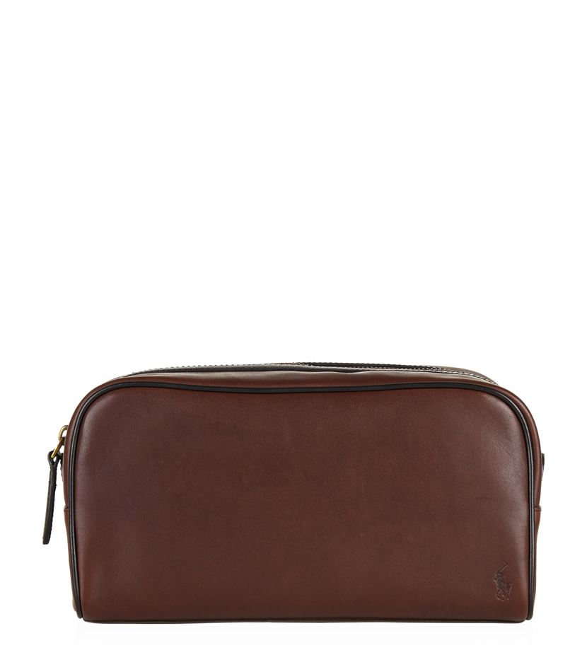 Polo ralph lauren Leather Wash Bag in Brown for Men Lyst