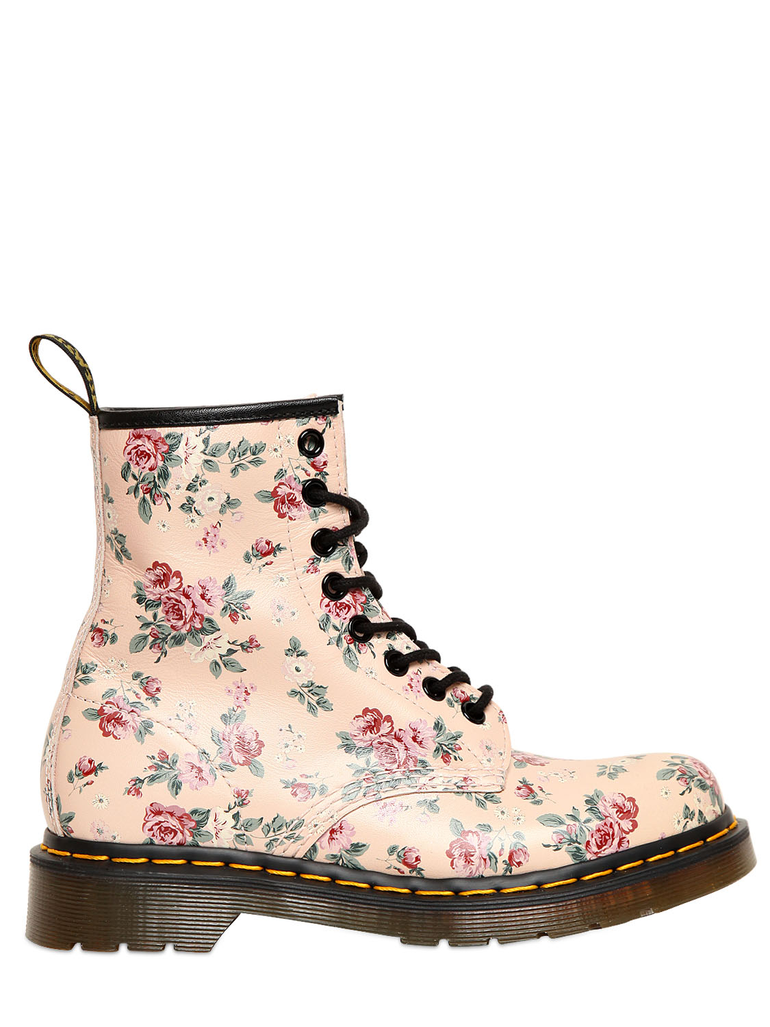 Dr Martens 30mm Floral Printed Core Leather Boots In Light Pink Pink Lyst