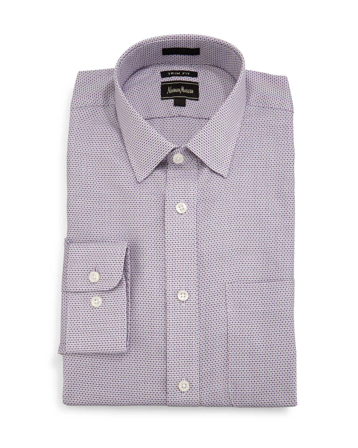 Lyst - Neiman Marcus Trim-fit Textured Dress Shirt in Purple for Men