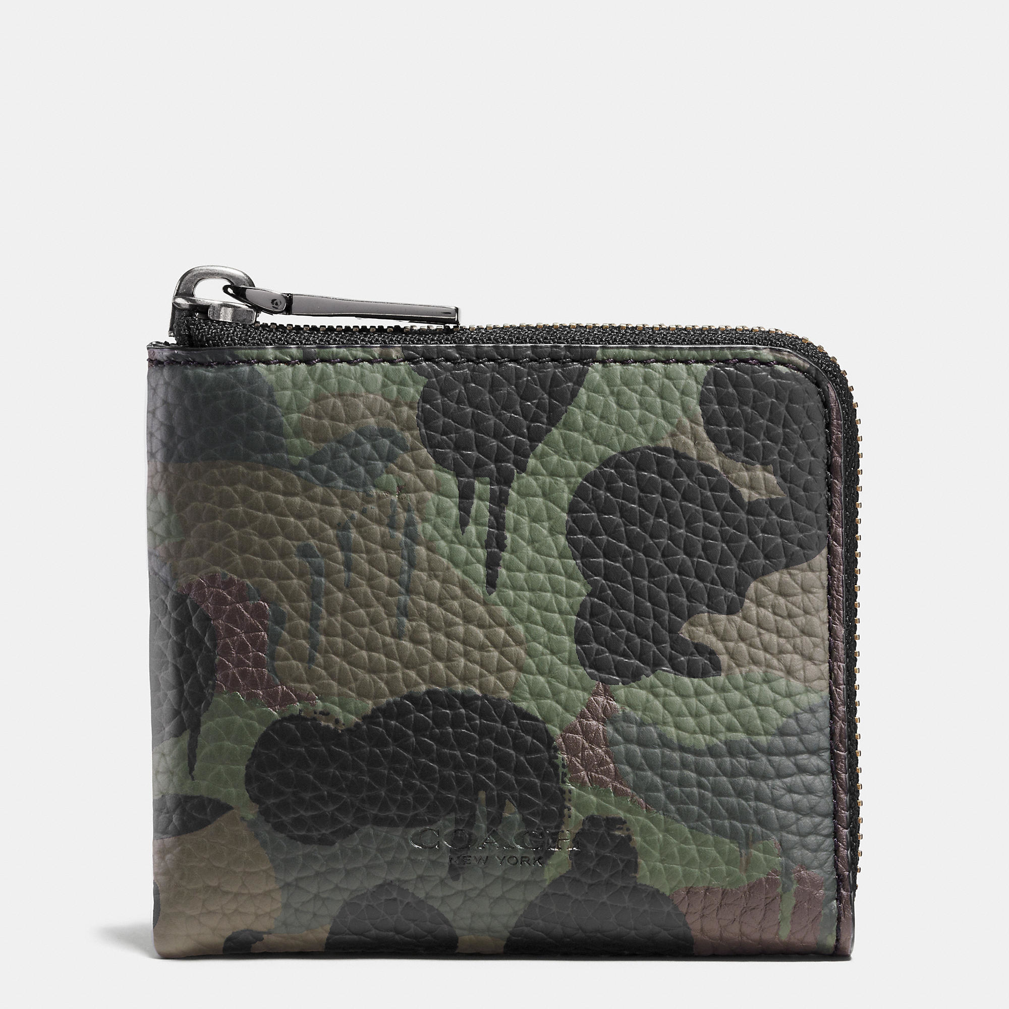 Lyst Coach Half Zip Wallet In Wild Beast Camo Print Pebble Leather Gallery