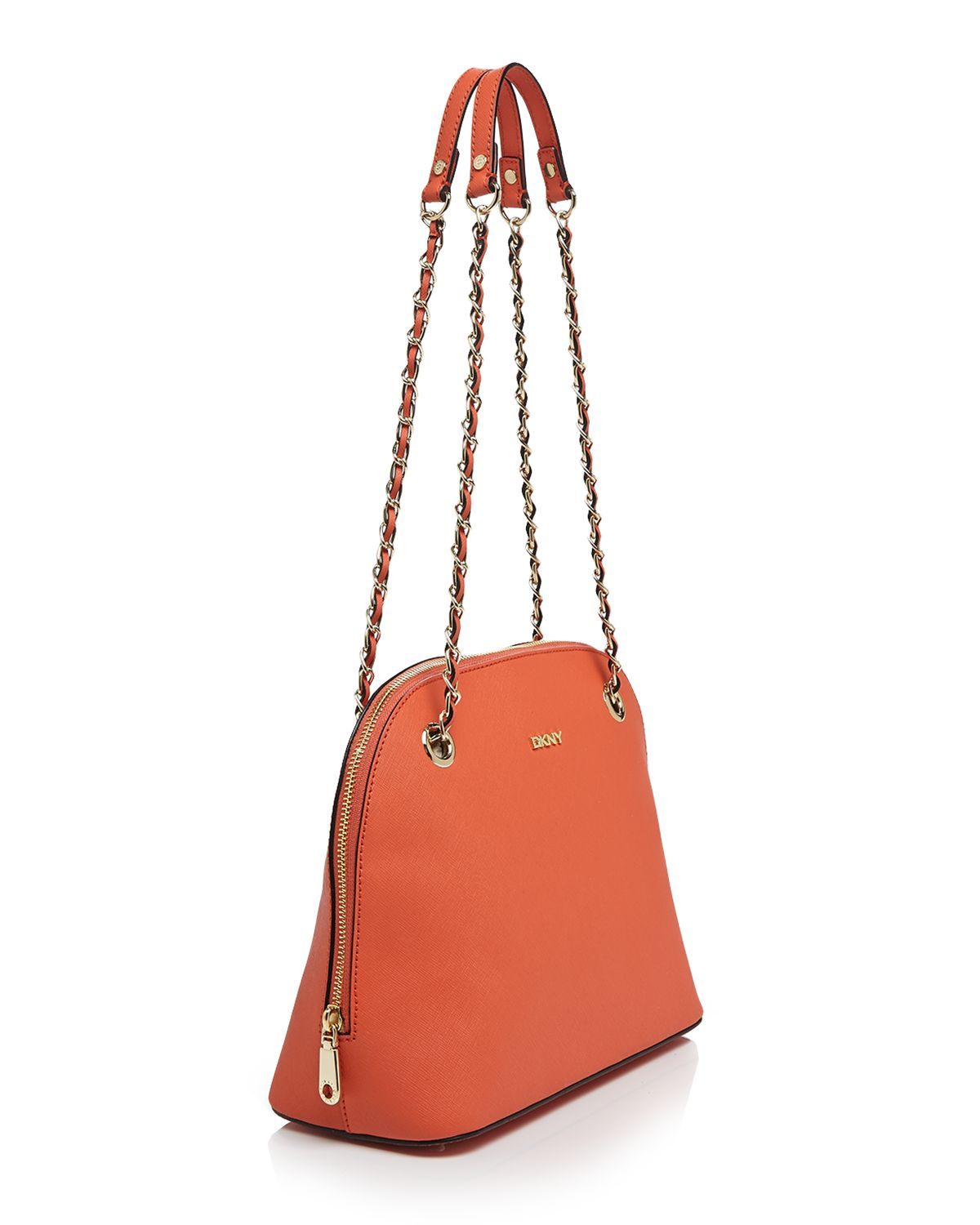 Lyst - DKNY Shoulder Bag - Medium Round Saffiano in Orange